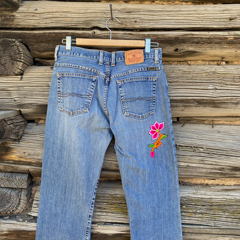 Tessa "Hand Me Downs"  Upcycled Jeans Lucky Brand size 6/28 Sale 50% off