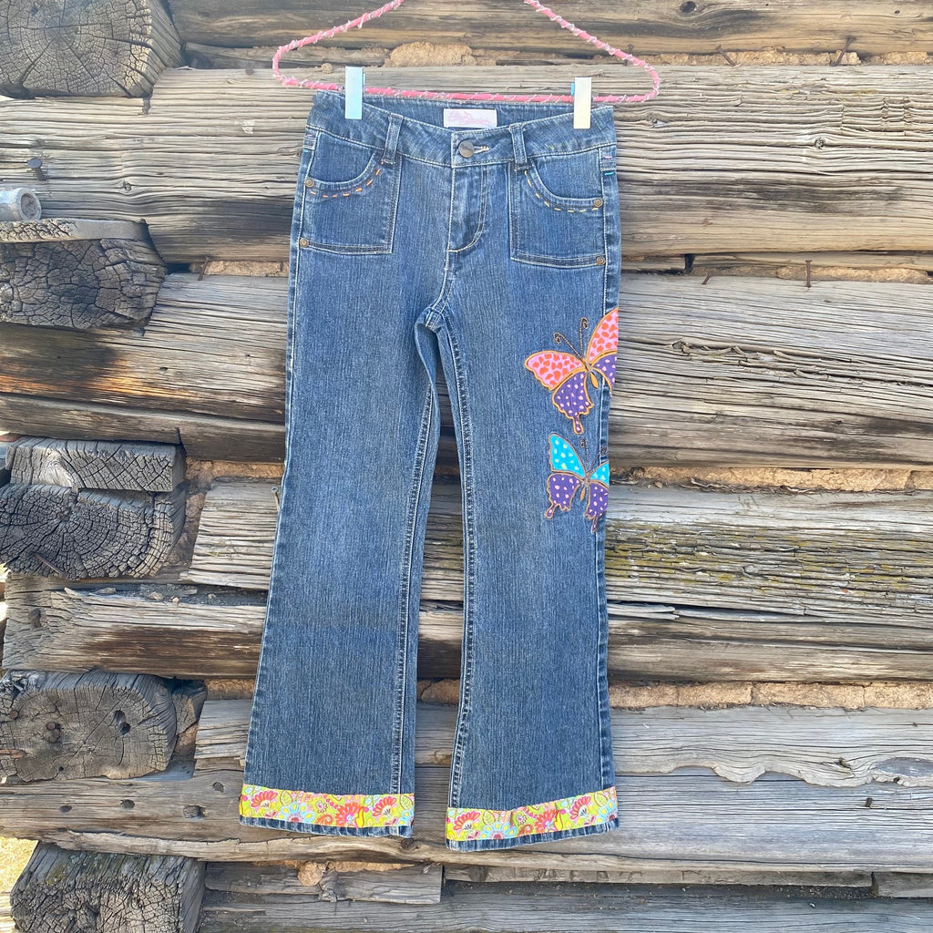 Tessa "Hand Me Downs"  Upcycled Jeans size 8Y - Sale 50% off