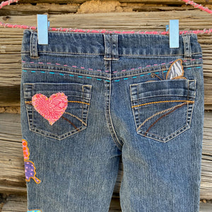 Tessa "Hand Me Downs"  Upcycled Jeans size 8Y - Sale 50% off