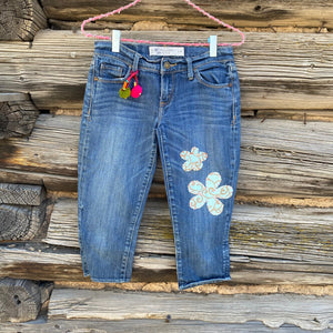 Tessa "Hand Me Downs"  Upcycled Capri Jeans Abercrombie and  Fitch size 00/24 - Sale 50% off