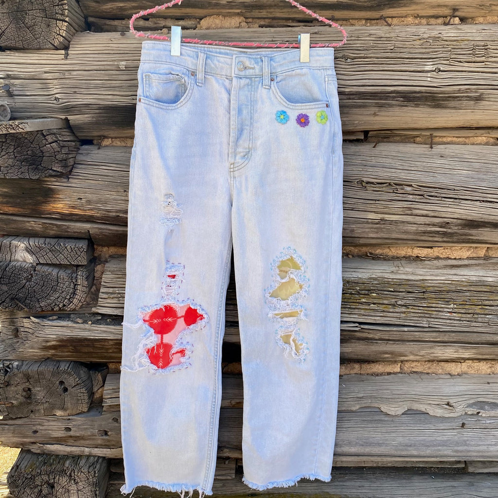 Tessa "Hand Me Downs"  Upcycled Jeans High Waist Cropped