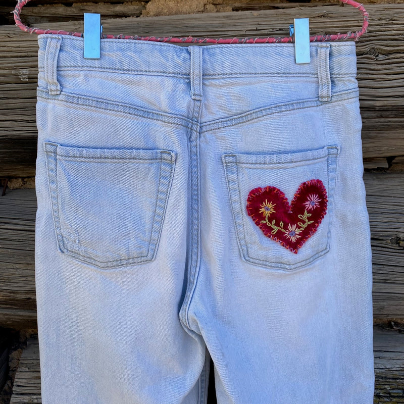 Tessa "Hand Me Downs"  Upcycled Jeans High Waist Cropped