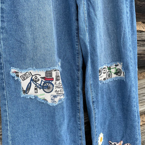 Upcycled Applique Patch Jeans