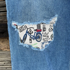 Upcycled Applique Patch Jeans