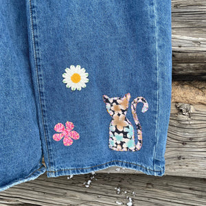 Upcycled Applique Patch Jeans