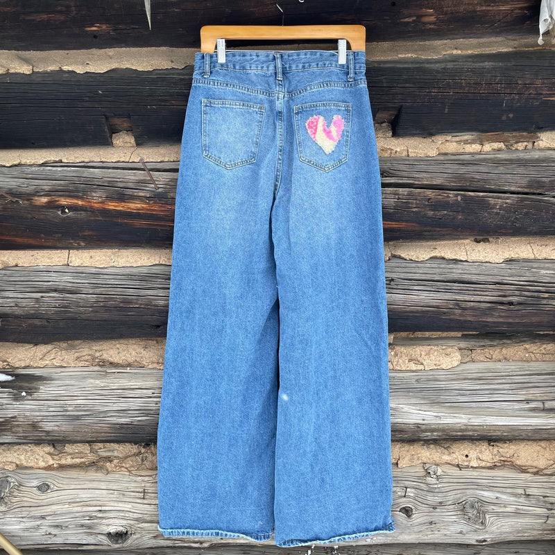 Upcycled Applique Patch Jeans