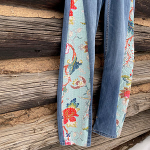 Barrel shaped Light Blue Quilt Upcycled Jeans