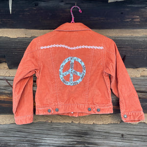 Kids Upcycled Orange Denim Patch Jacket