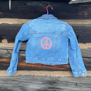 Kids Upcycled Orange Denim Patch Jacket