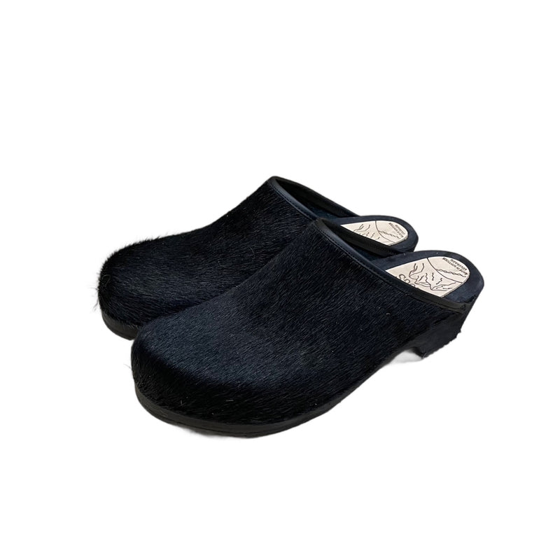 Mens Black Pony Clogs