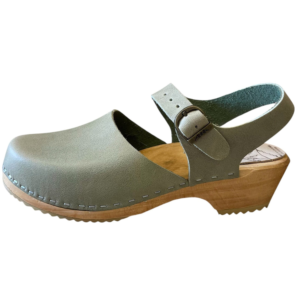 Traditional Heel Sage Green Moa Sandal