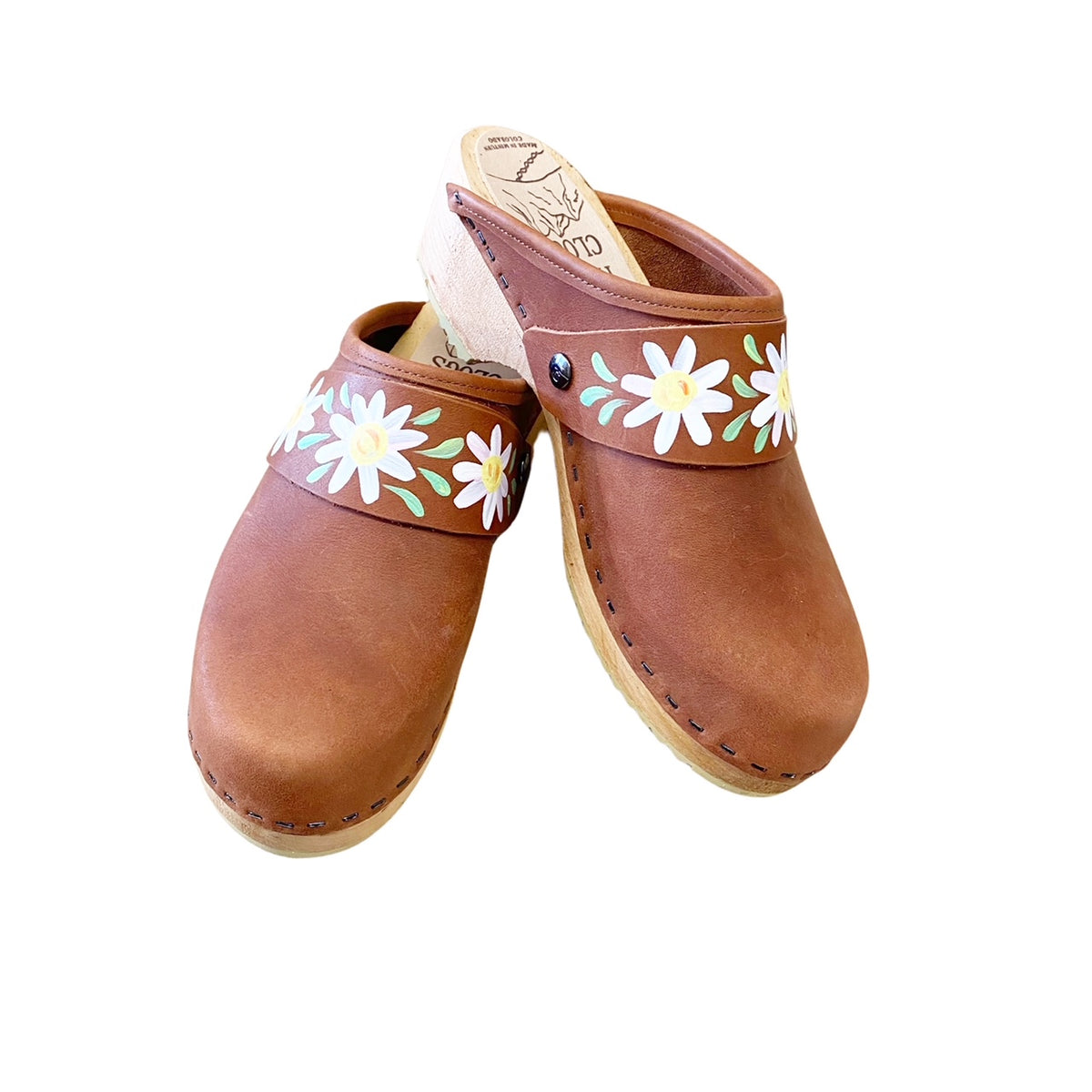 Traditional Heel Cinnamon with Hand Painted Butterfly Snap Strap, Made ...