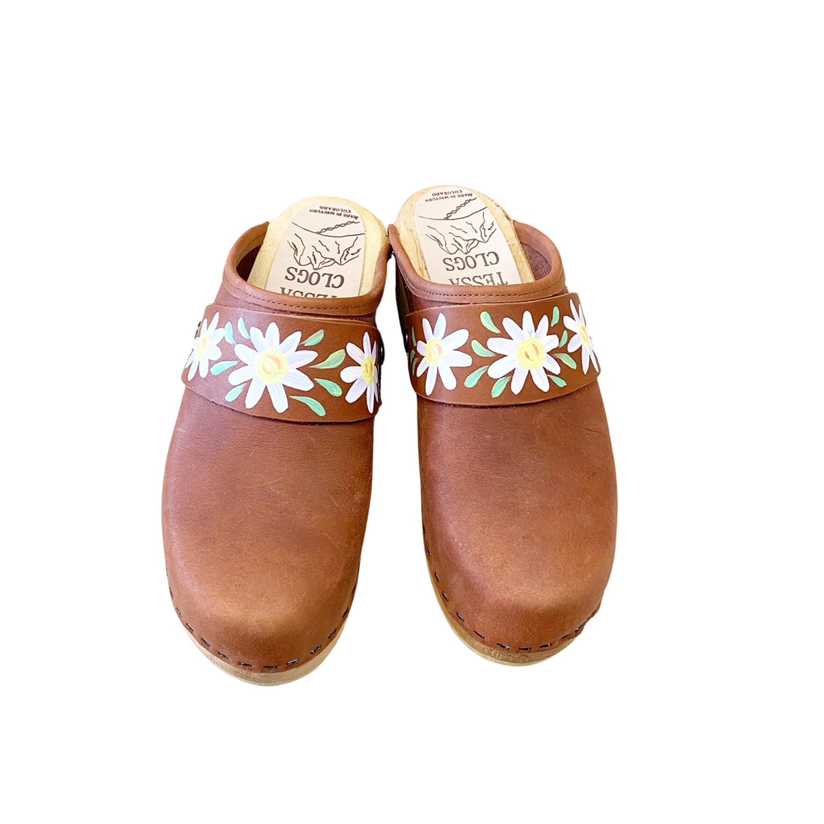 Traditional Heel Cinnamon with Hand Painted Butterfly Snap Strap, Made ...