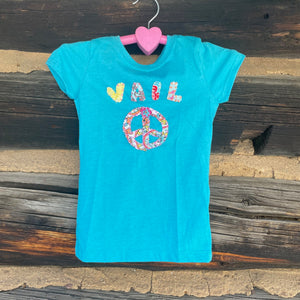 Kids Sky Blue Vail Peace Sign t-shirt size XS