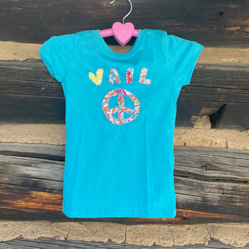 Kids Sky Blue Vail Peace Sign t-shirt size XS