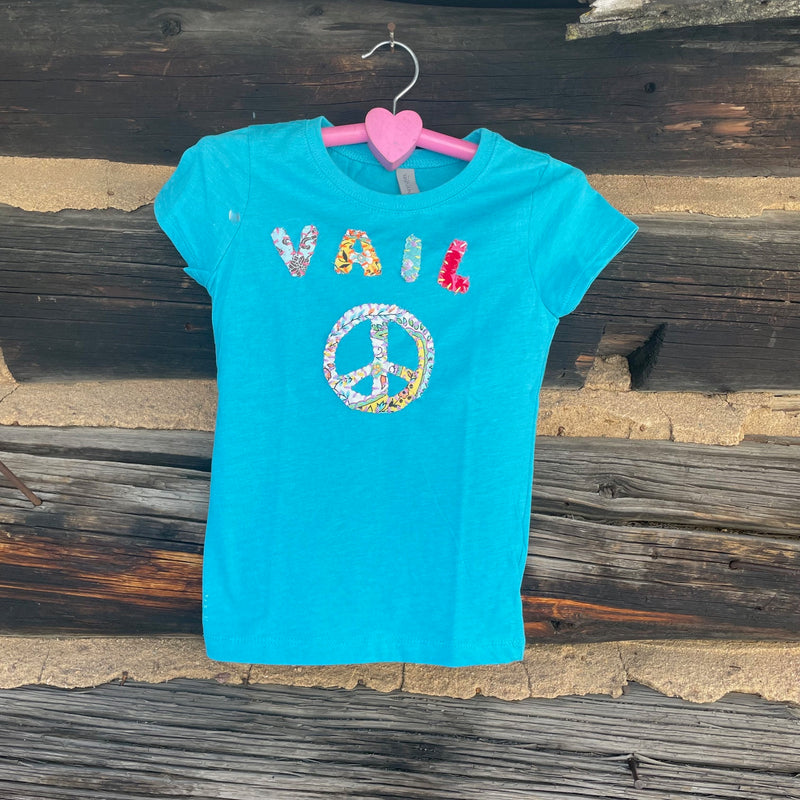 Kids Sky Blue Vail Peace Sign t-shirt size S