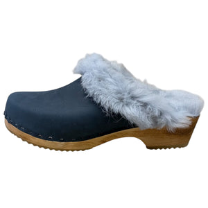 Midnight Blue Traditional Heel Shearling Clog