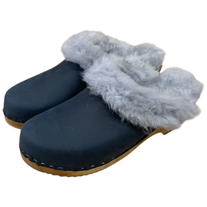 Midnight Blue Traditional Heel Shearling Clog