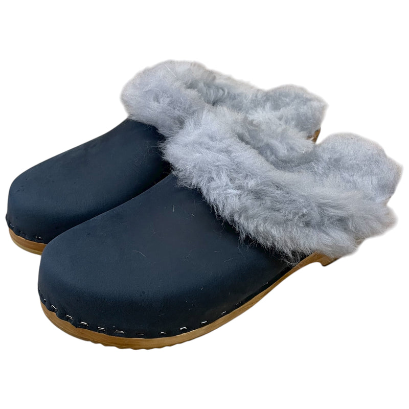 Midnight Blue Traditional Heel Shearling Clog