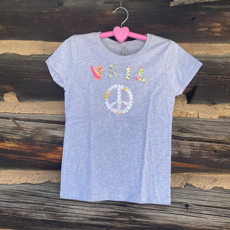 Kids Heather Gray Vail Peace Sign t-shirt size L