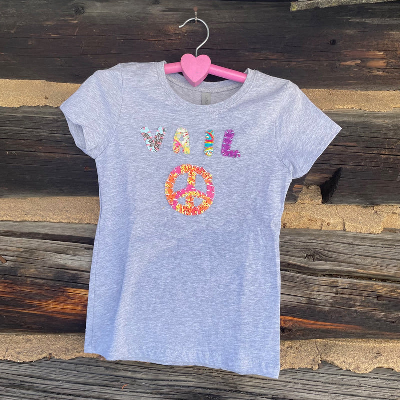 Kids Heather Gray Vail Peace Sign T-Shirt size M