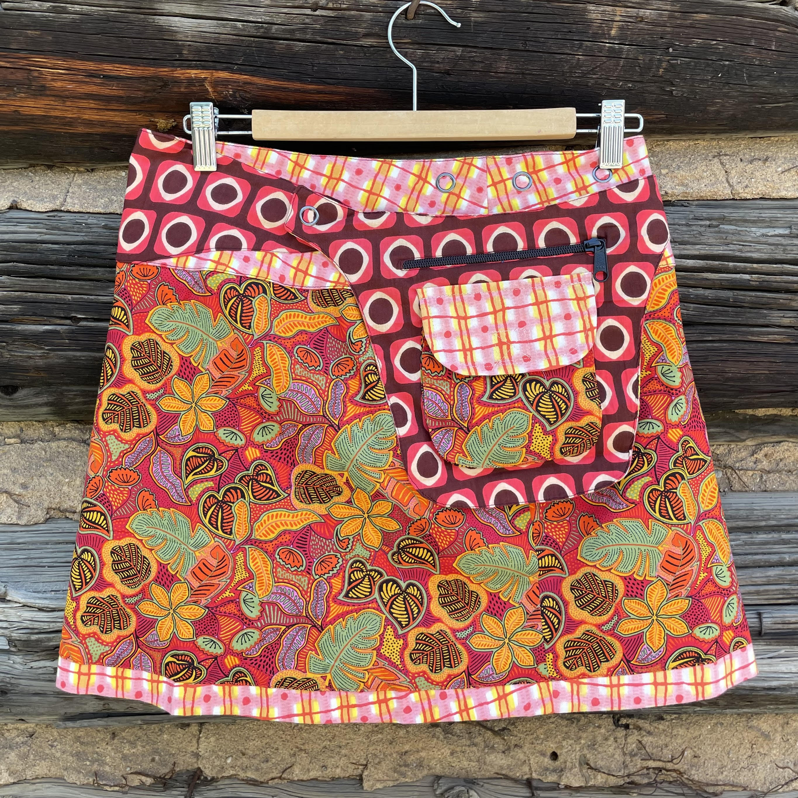 Asha Reversible Wrap Skirt Short - Light Pink/ Red/ Orange – Tessa