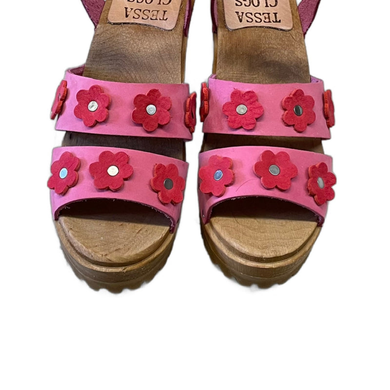 Hot Pink/ Red Emma Flower Sandal on our mountain sole 