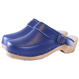 Traditional Heel Clog with Anna Heelstrap in Blue Leather