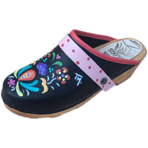 Traditional Heel Hand Painted Astrid with Light Pink Strap