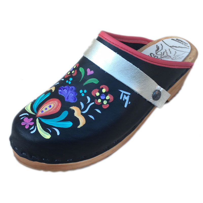 Traditional Heel Hand Painted Astrid with Platinum  Strap