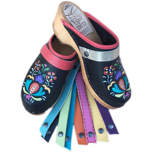 Traditional Heel Hand Painted Astrid Design with Three Straps