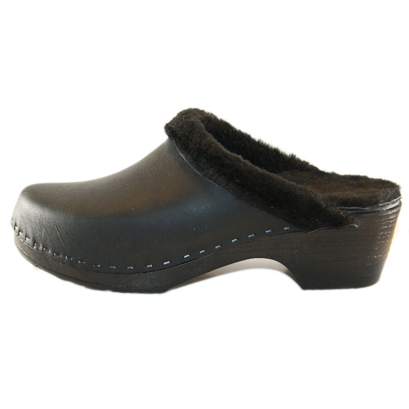 Shearling Lined Clogs on a flexible sole in your choice of leather