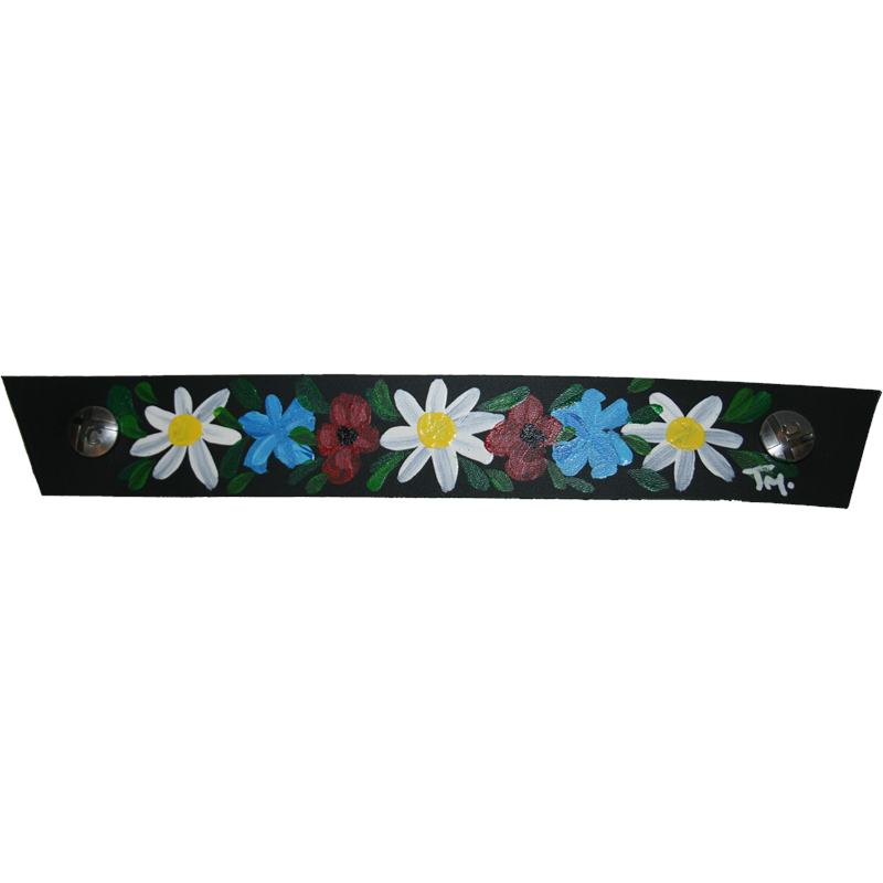 Black Flowerband Snap Strap