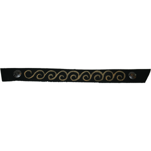 Narrow Black Oil with Hand Painted Gold Swirl Snap Strap