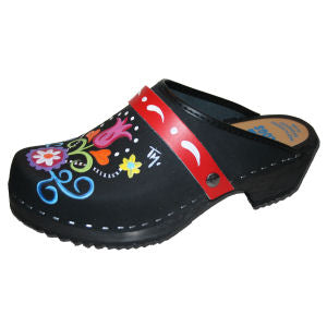 Hand painted clogs with interchangeable straps