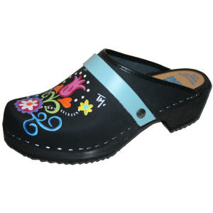 Hand painted clogs with interchangeable straps