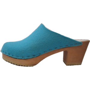 High Heel Felt Wool Turquoise Tessa Clogs Swedish Clog Cabin