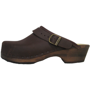 Men's Brown Oil Tanned Leather Traditional Heel Clog