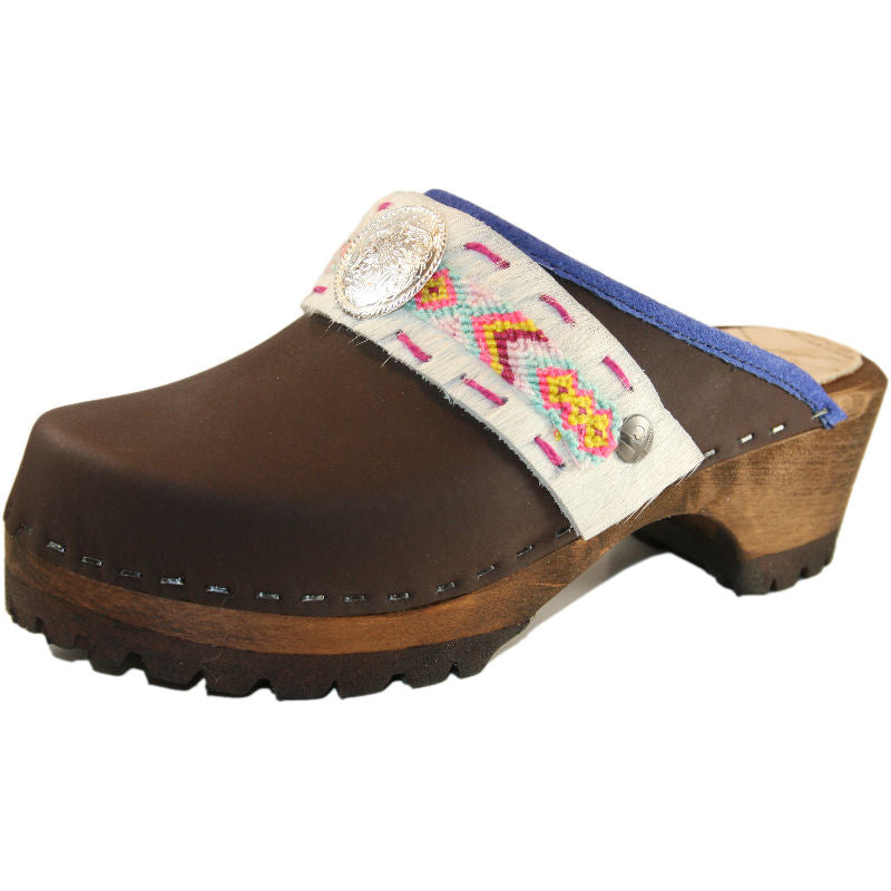Brown Oil Mountain Clogs with Limited Edition Boho Strap Meadow