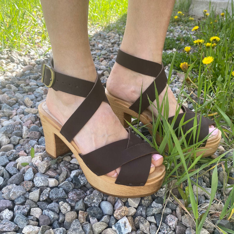Ultimate High Heather Criss Cross Sandal in your choice of Leather