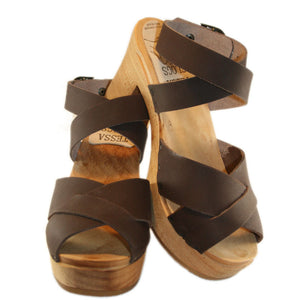 Brown Oil Clog Sandals Ultimate High Sole