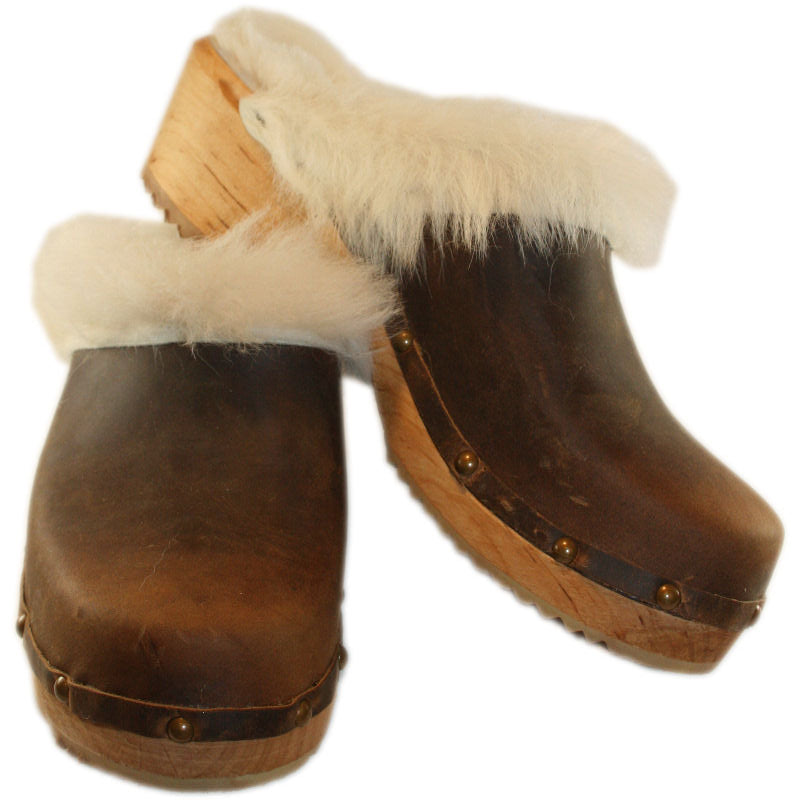 Traditional Heel Brown Shearling - Blow Out Sale 60% off