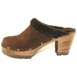 High Heel Mountain  Brown Suede Shearling with Decorative Nails