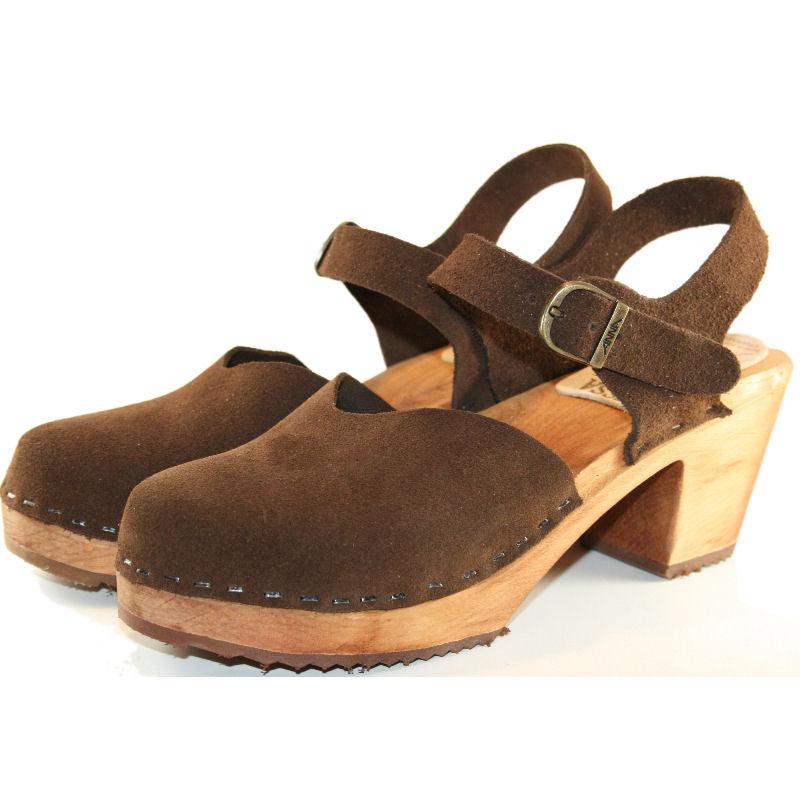 High Heel Moa Sandal in Brown Suede