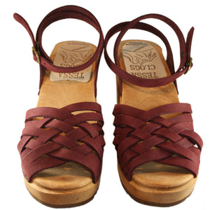 High Heel Burgundy Nubuck Madeleine sandal