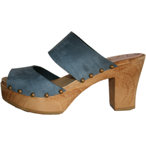 Ultimate High Two Strap Sandal in Denim Blue Nubuck