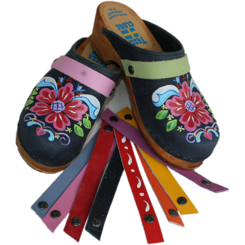 Hand Painted Clogs with Snap Straps