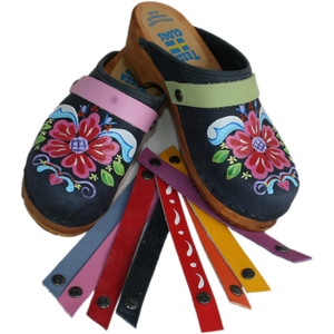 Hand Painted Clogs with Snap Straps
