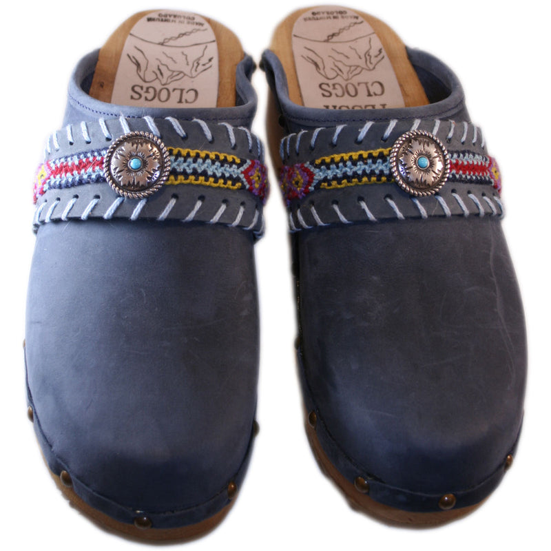 Denim Oil tanned traditional heel  with Boho Durango  Strap