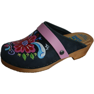 Traditional Heel Denim Blue Petra with you choice of Strap